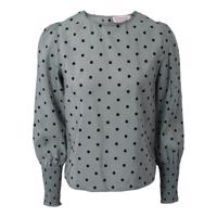 Grøn bluse med sorte prikker fra HOUND Girl – dusty green